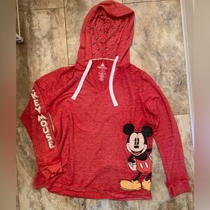 Disney Parks Unisex Red Mickey Mouse Pullover Hoodie Size XL